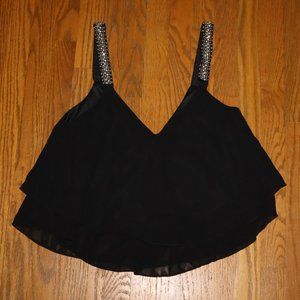 Black tank top w/ beaded straps